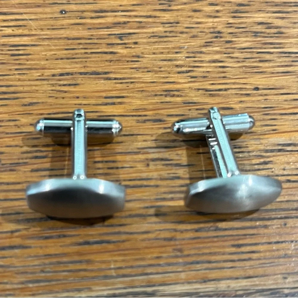 BOGO Brushed Finish Silver Tone Cufflinks